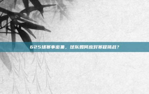 625场赛事密集，球队如何应对赛程挑战？