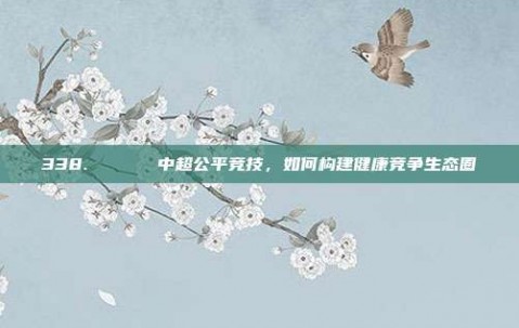 338. 🕊️ 中超公平竞技，如何构建健康竞争生态圈