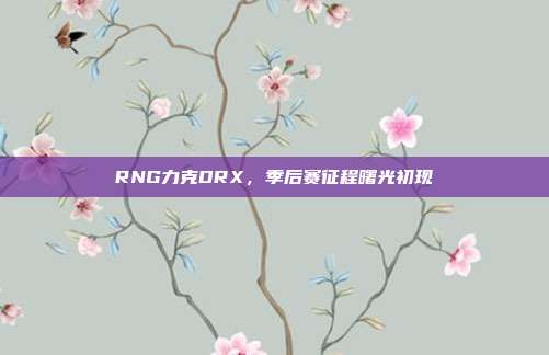 RNG力克DRX，季后赛征程曙光初现