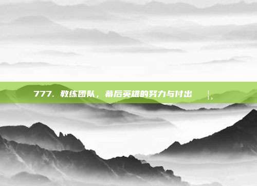 777. 教练团队，幕后英雄的努力与付出 🦸‍♂️