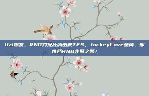 Uzi爆发，RNG力挽狂澜击败TES，JackeyLove虽勇，却难挡RNG夺冠之路！